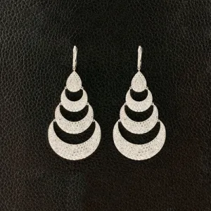 Diamond Half Moon Design Dangle Earrings