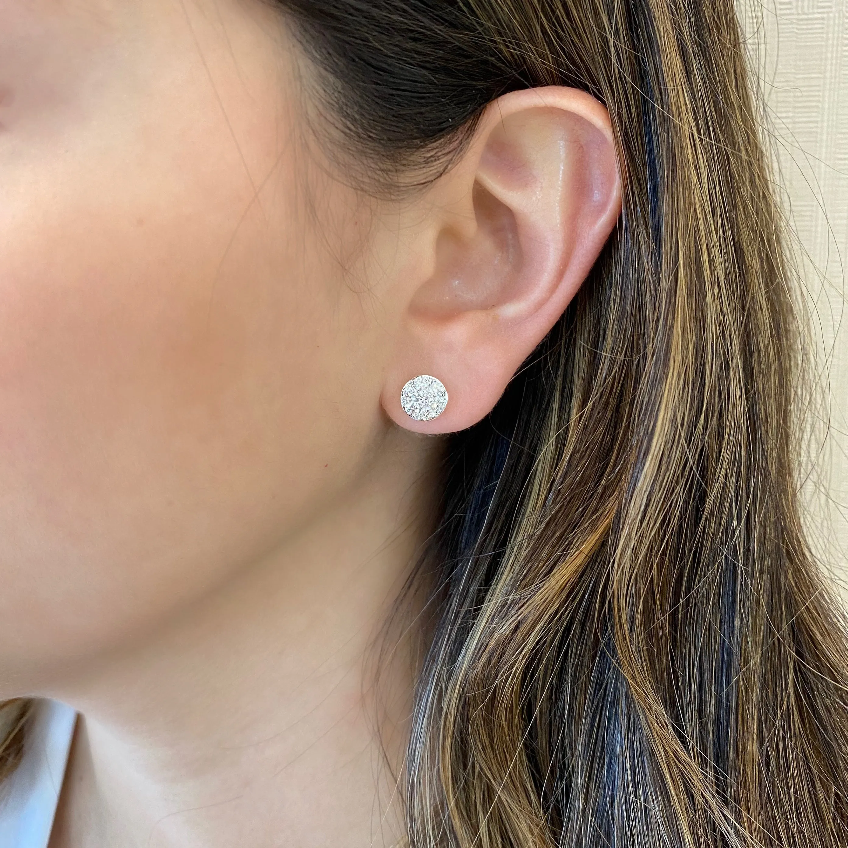 Diamond Round Halo Stud Earrings
