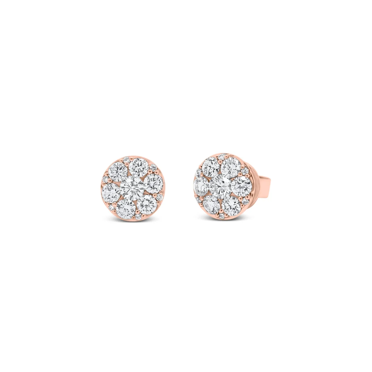 Diamond Round Halo Stud Earrings