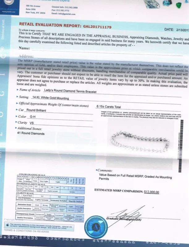 Diamond Tennis Bracelet 6 CT Natural Round Diamond VS2 Clarity 14k White Gold