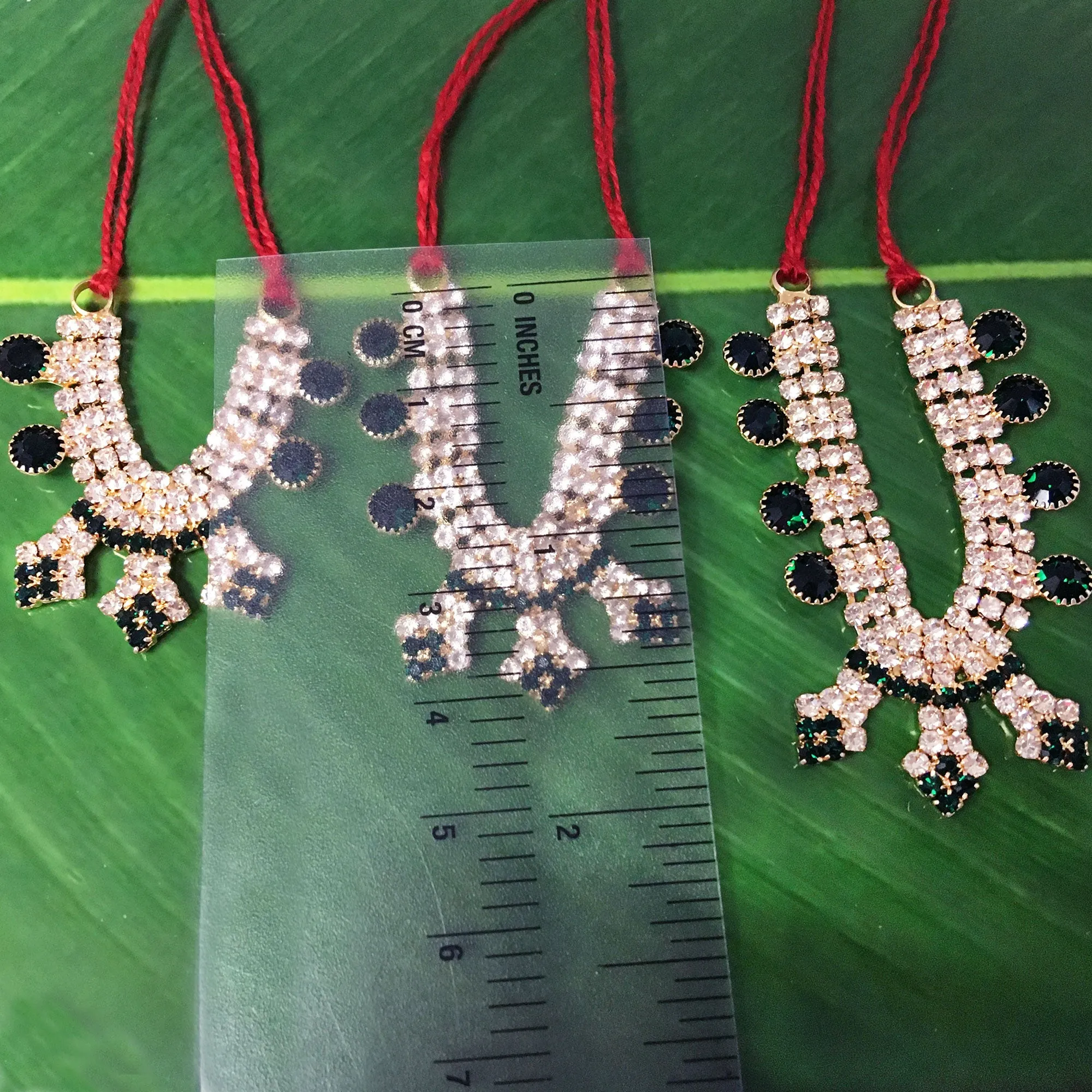 Docks of Kusum Sarovar Emerald Green Rhinestone - Deity Necklace