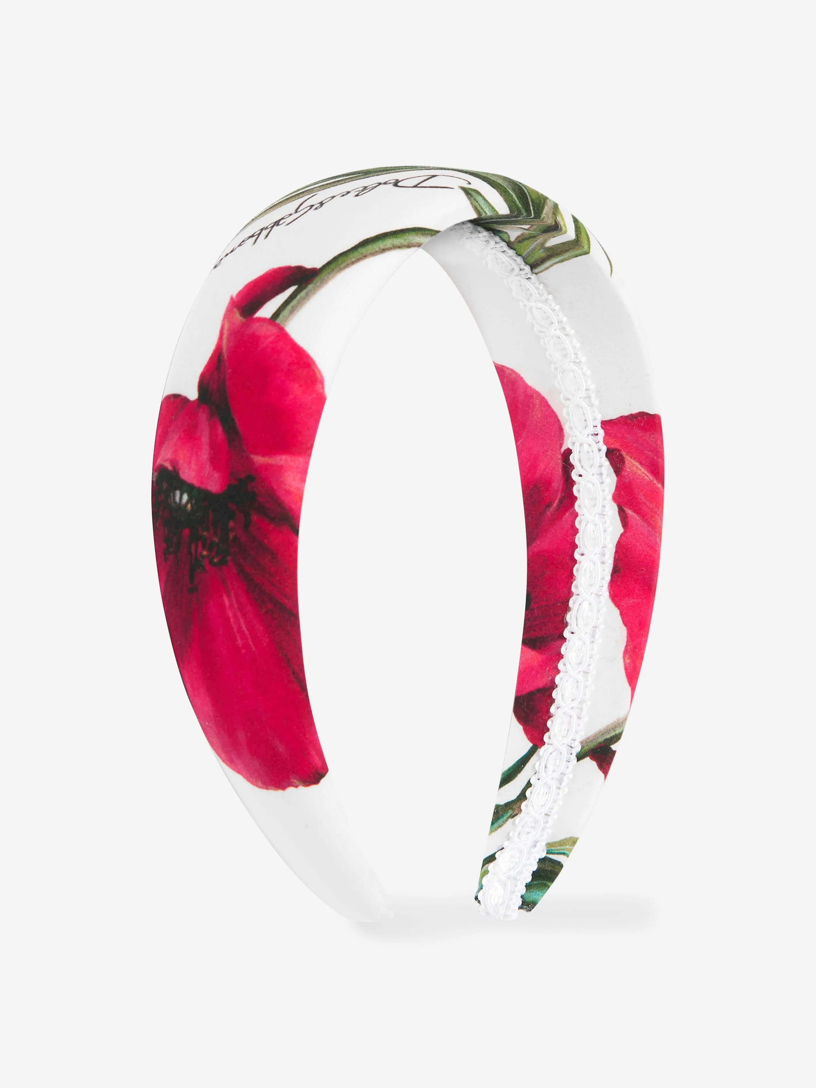 Dolce & Gabbana Girls Poppy Print Headband in White