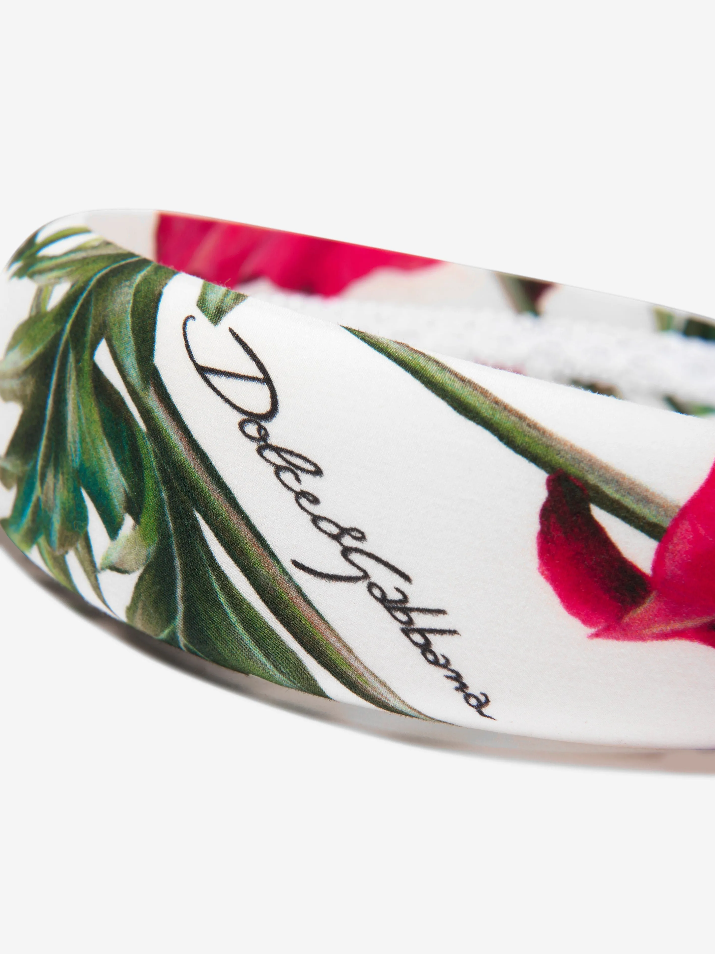 Dolce & Gabbana Girls Poppy Print Headband in White
