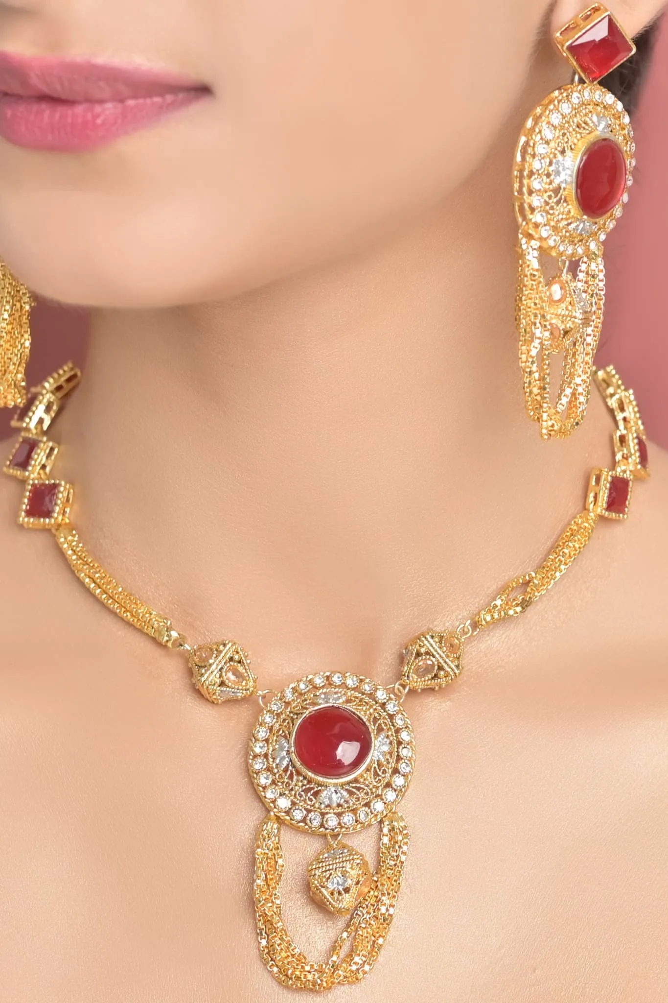 Egyptian Mala Set-OLJ-747-Golden And Ruby