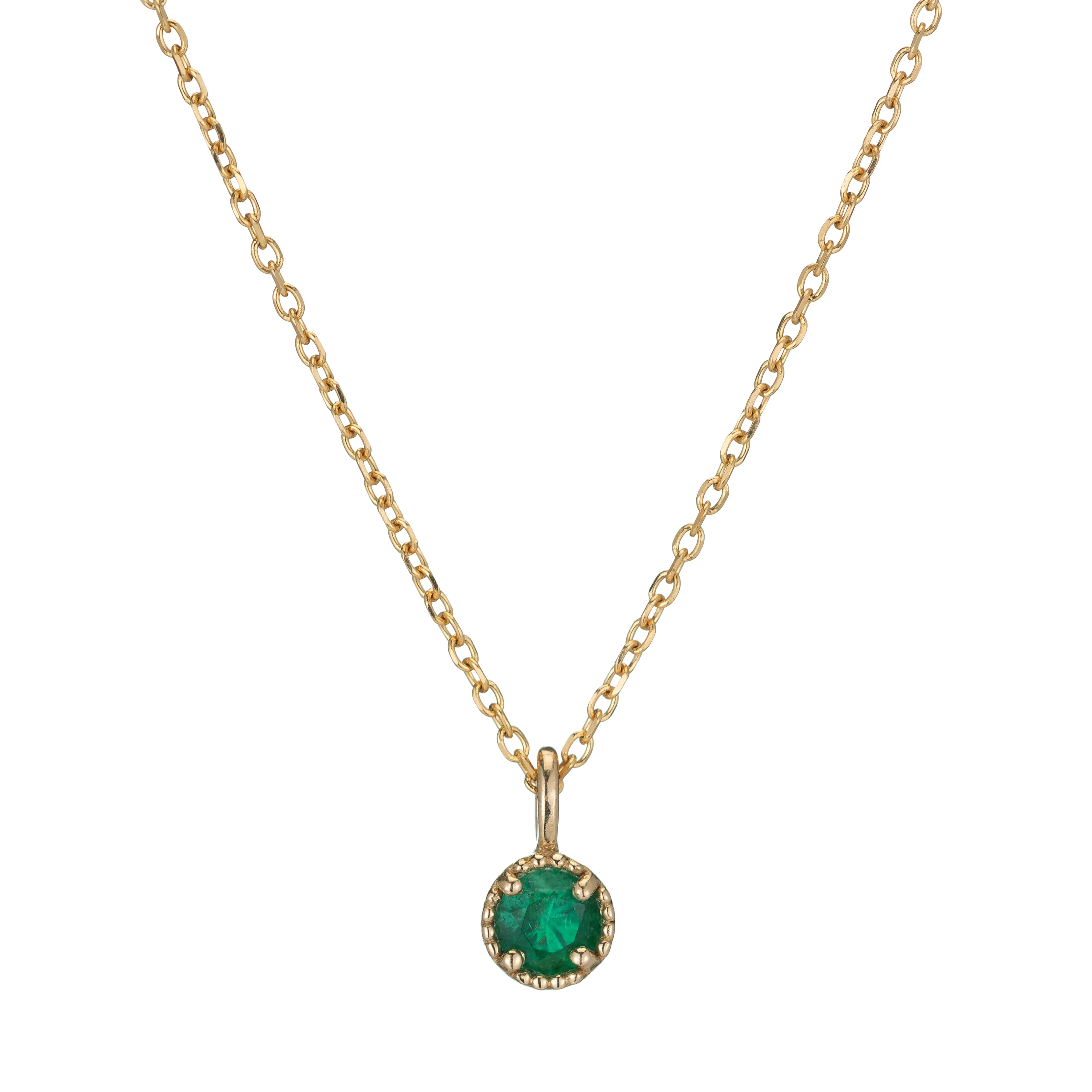 Emerald Milgrain Necklace (ready to ship option)*