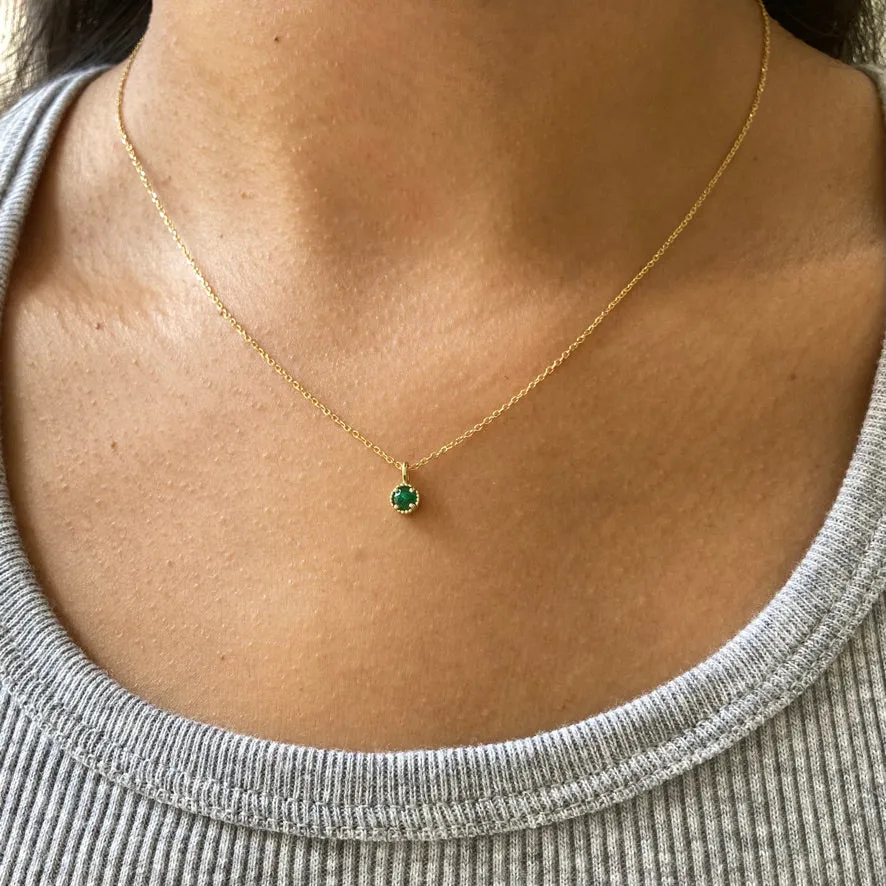 Emerald Milgrain Necklace (ready to ship option)*