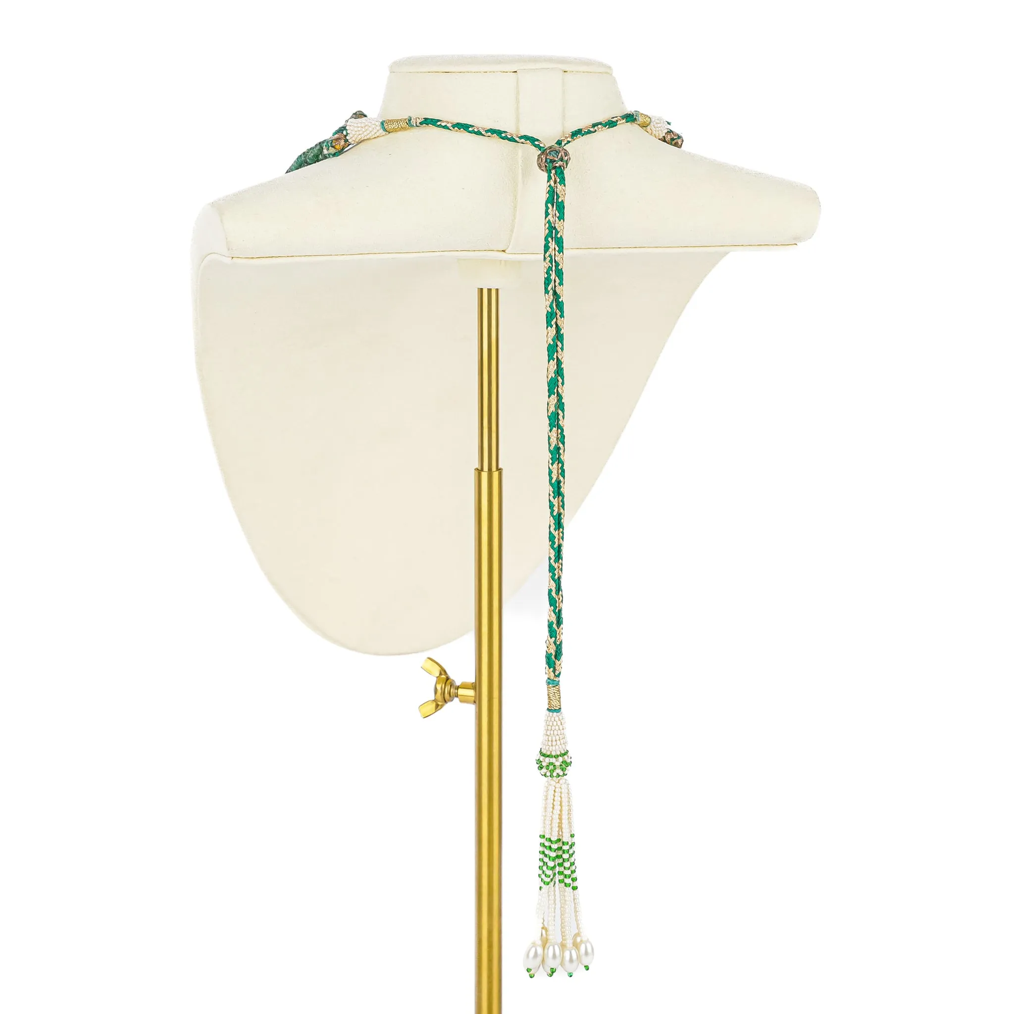 Emerald Rondelle 6 Strand Necklace on Silk