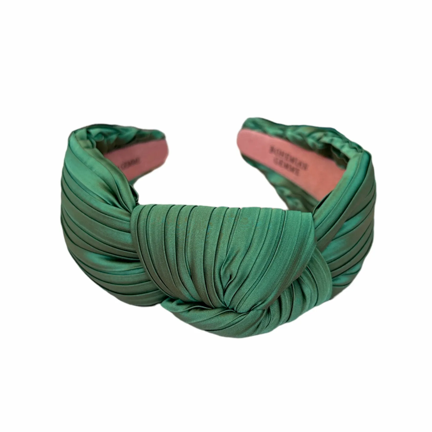 Fall Green Pleated Satin Knotted Headband