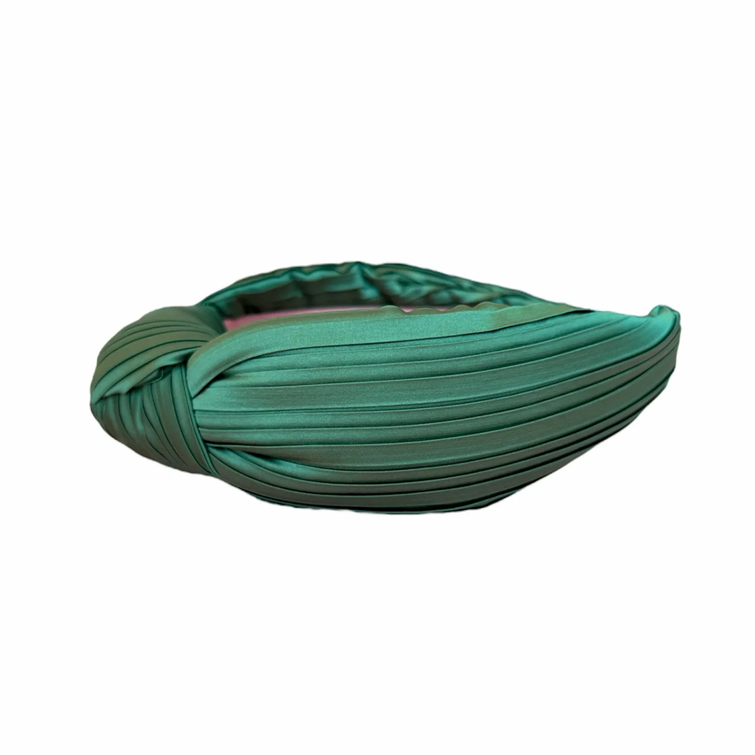 Fall Green Pleated Satin Knotted Headband