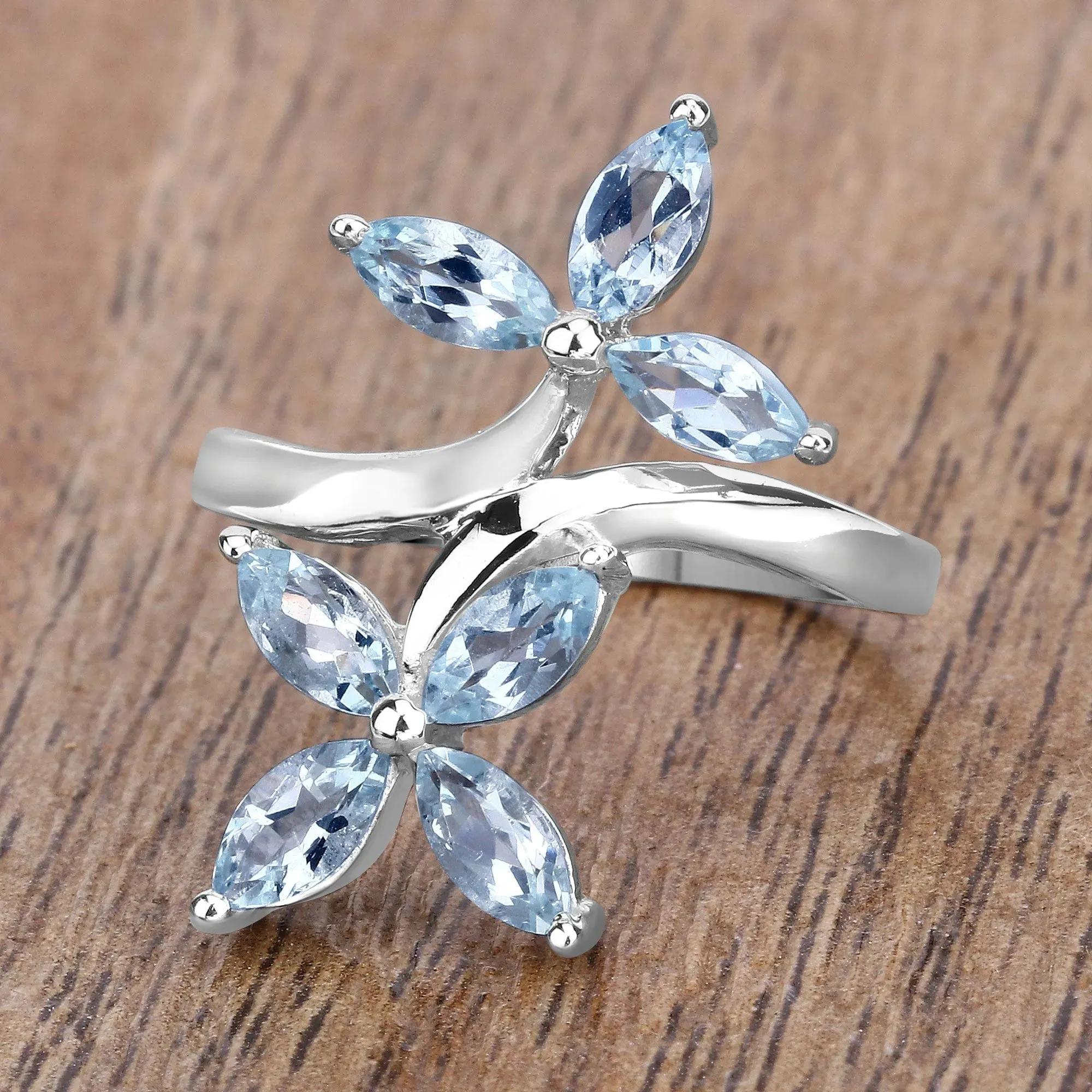 Floral Aquamarine Engagement Ring