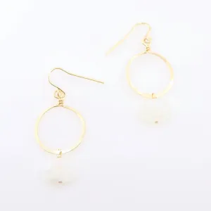 Forged Circle Earrings with Rainbow Moonstone