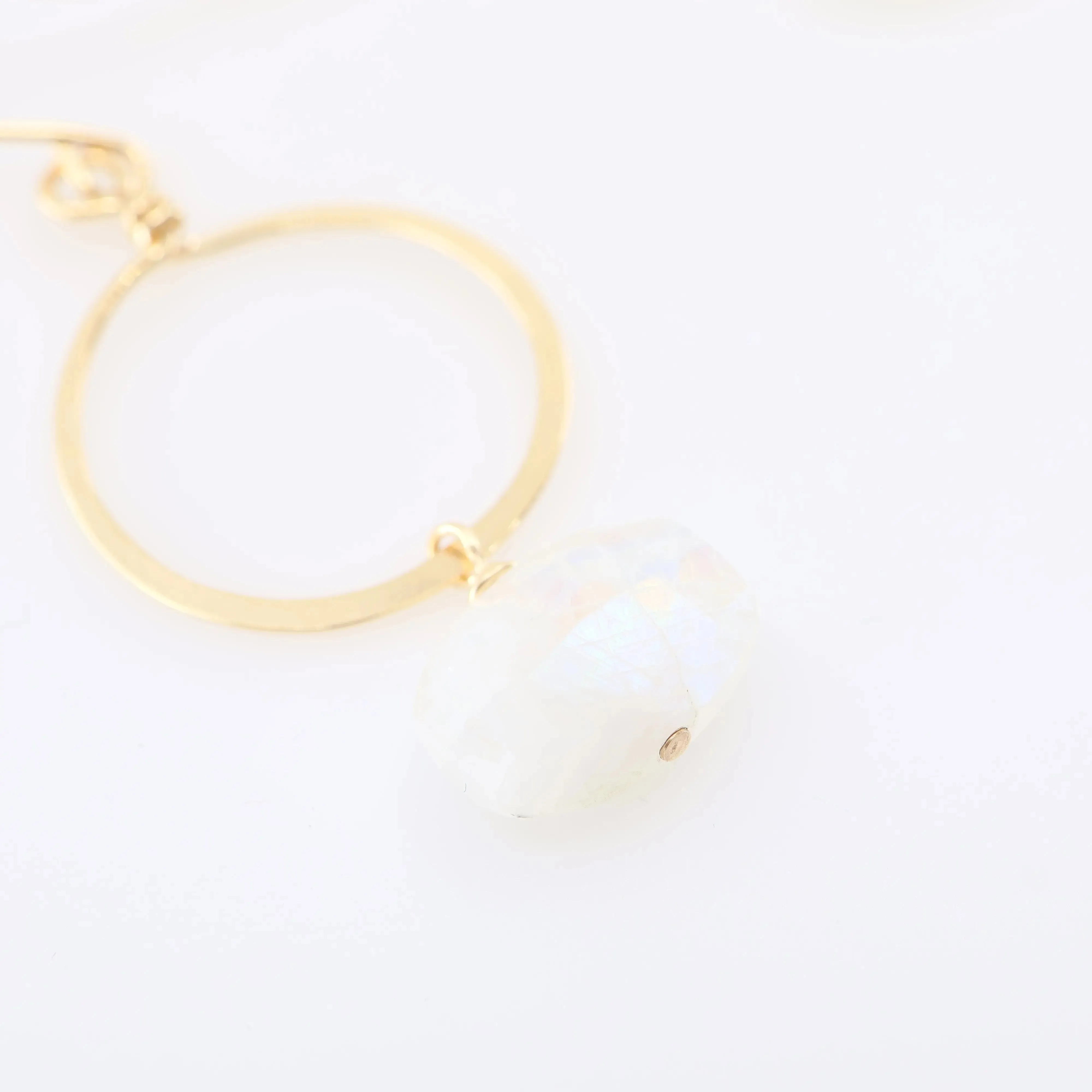 Forged Circle Earrings with Rainbow Moonstone