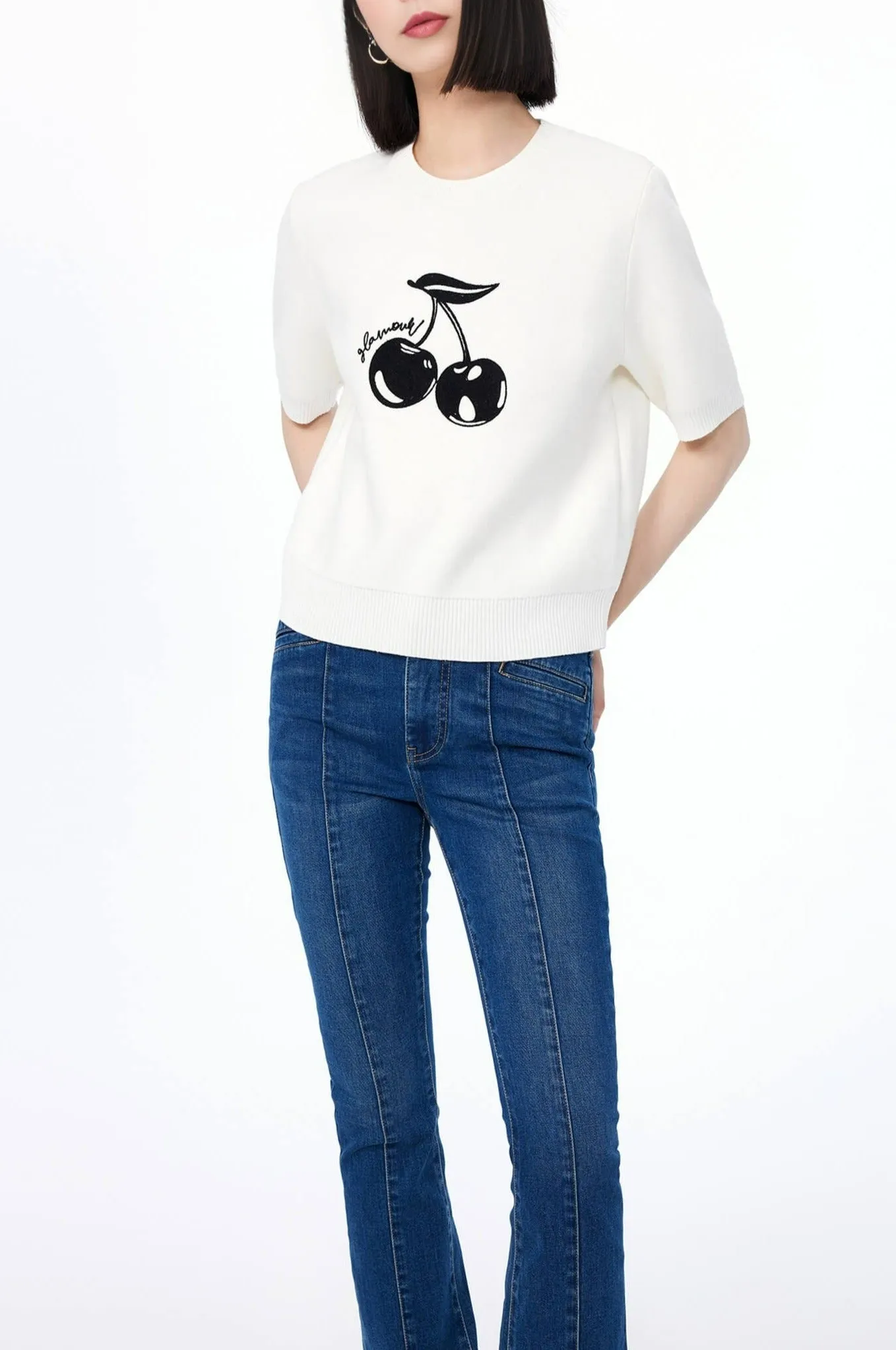 Fun Cherry Inlay Sweater