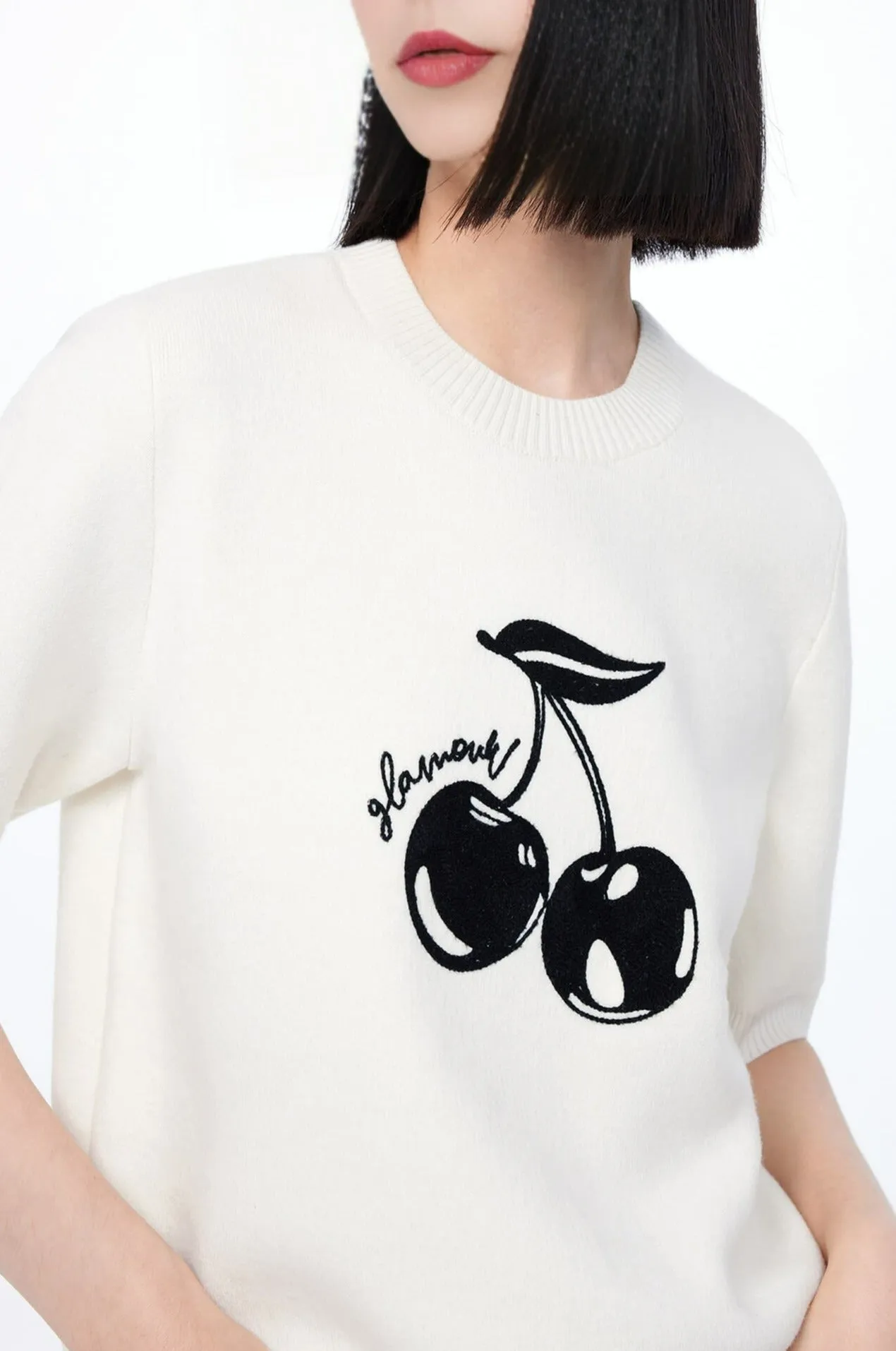 Fun Cherry Inlay Sweater