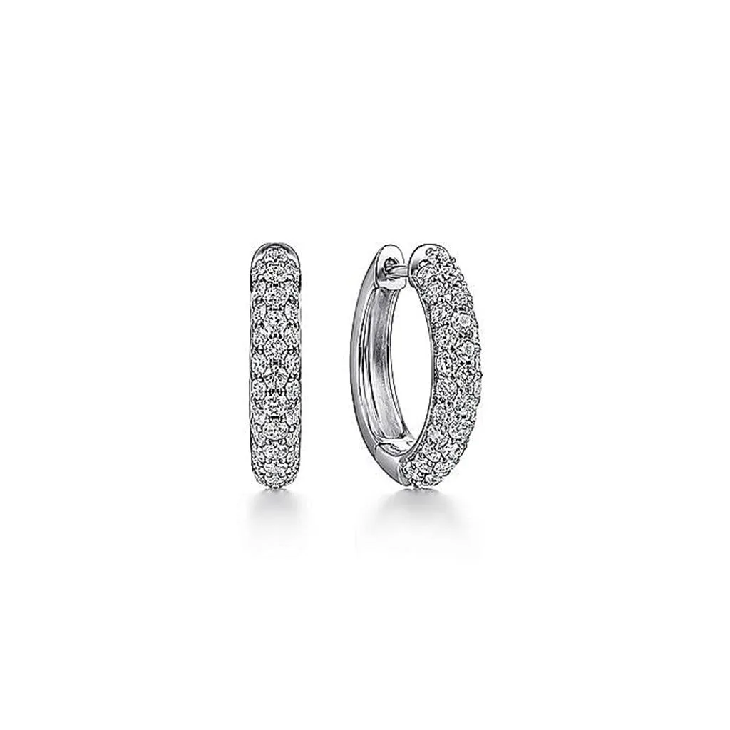 Gabriel & Co. 14k White Gold Diamond Pave Huggie Hoop Earrings - .76cttw