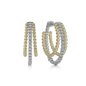 Gabriel & Co. 14k Yellow Gold Diamond Bujukan Intricate Hoop Earrings - .50cttw