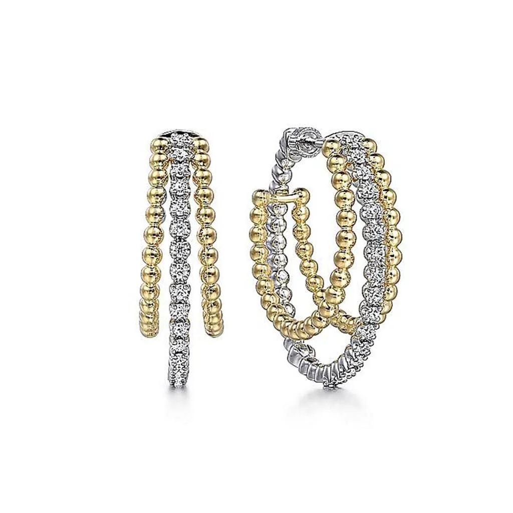 Gabriel & Co. 14k Yellow Gold Diamond Bujukan Intricate Hoop Earrings - .50cttw