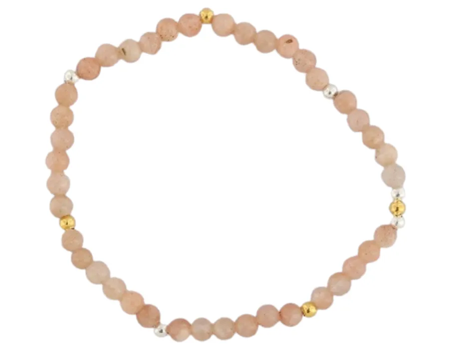 GEM-Bracelet -  Pink Moonstone Round (4-4.5mm)