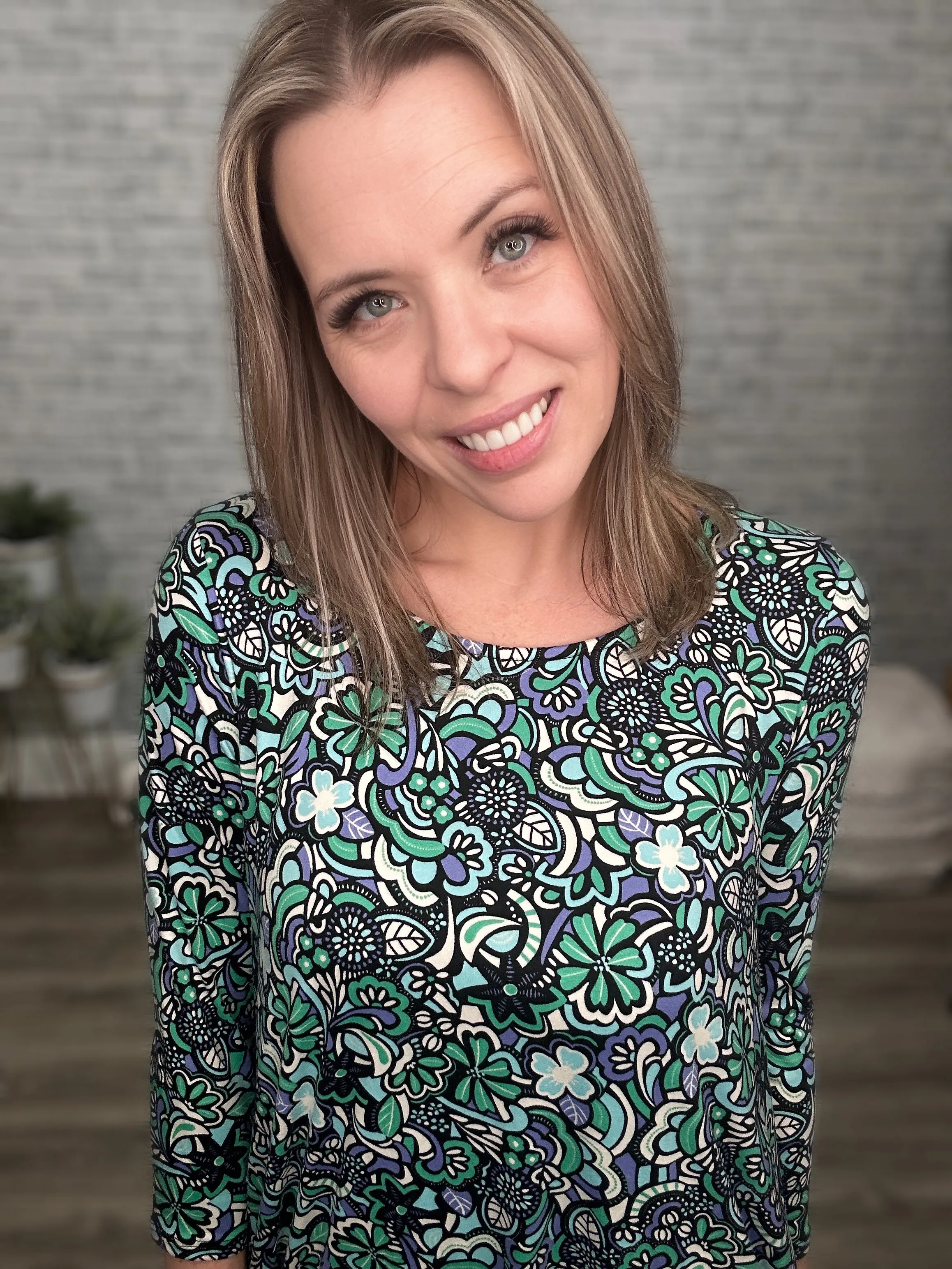 Geometric Floral Swing Dress with Pockets - Jade by Jane