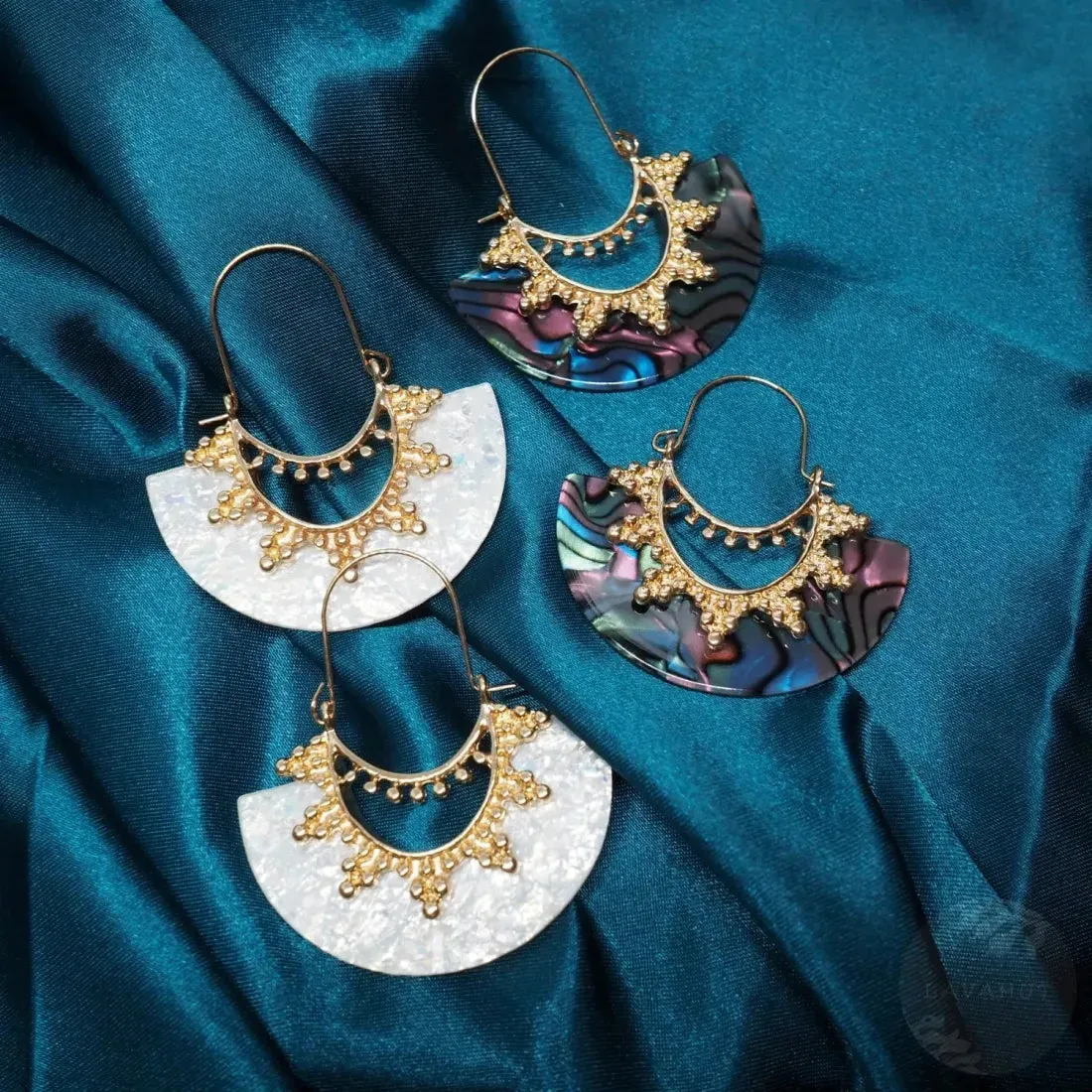 Goddess Crown Cream Hoop Earrings
