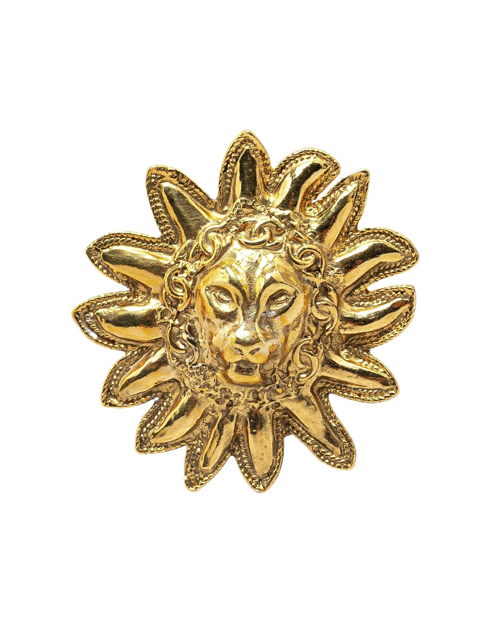 Gold Plated Lion Pin Brooch with Back Pin Closure