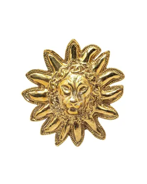 Gold Plated Lion Pin Brooch with Back Pin Closure