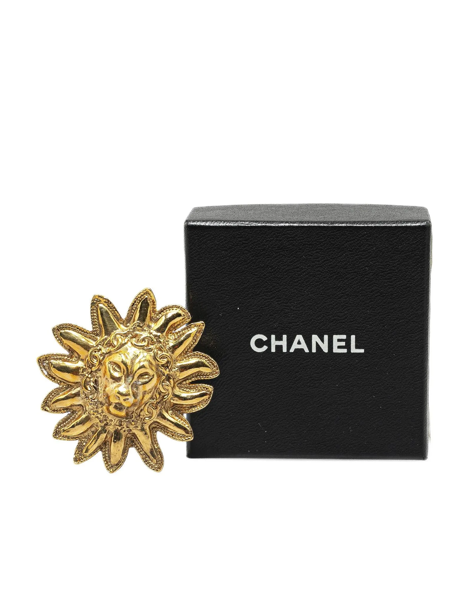Gold Plated Lion Pin Brooch with Back Pin Closure