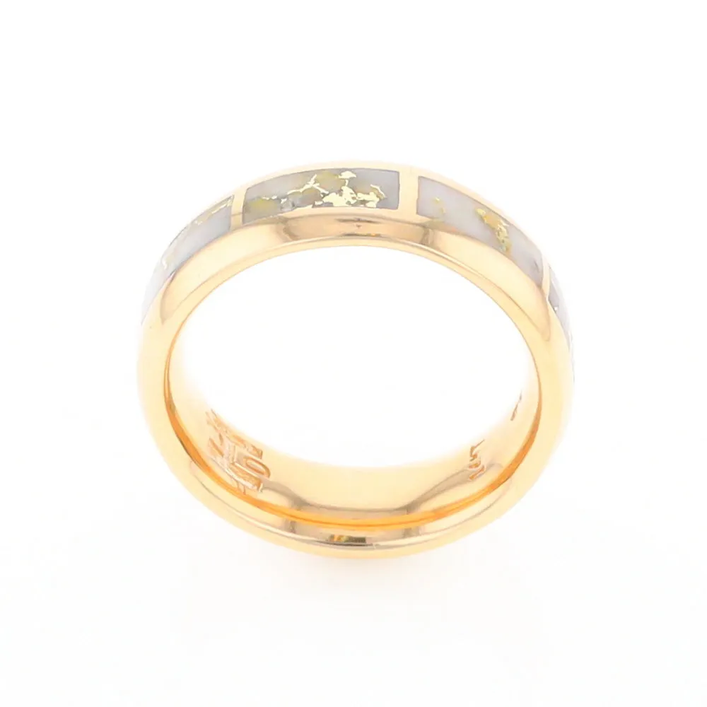 Gold Quartz Ring 8 Rectangle Section Inlaid Eternity Band