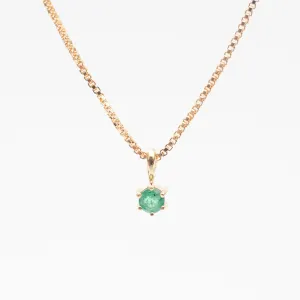 Gold Vermeil Round Claw Set Emerald Necklace