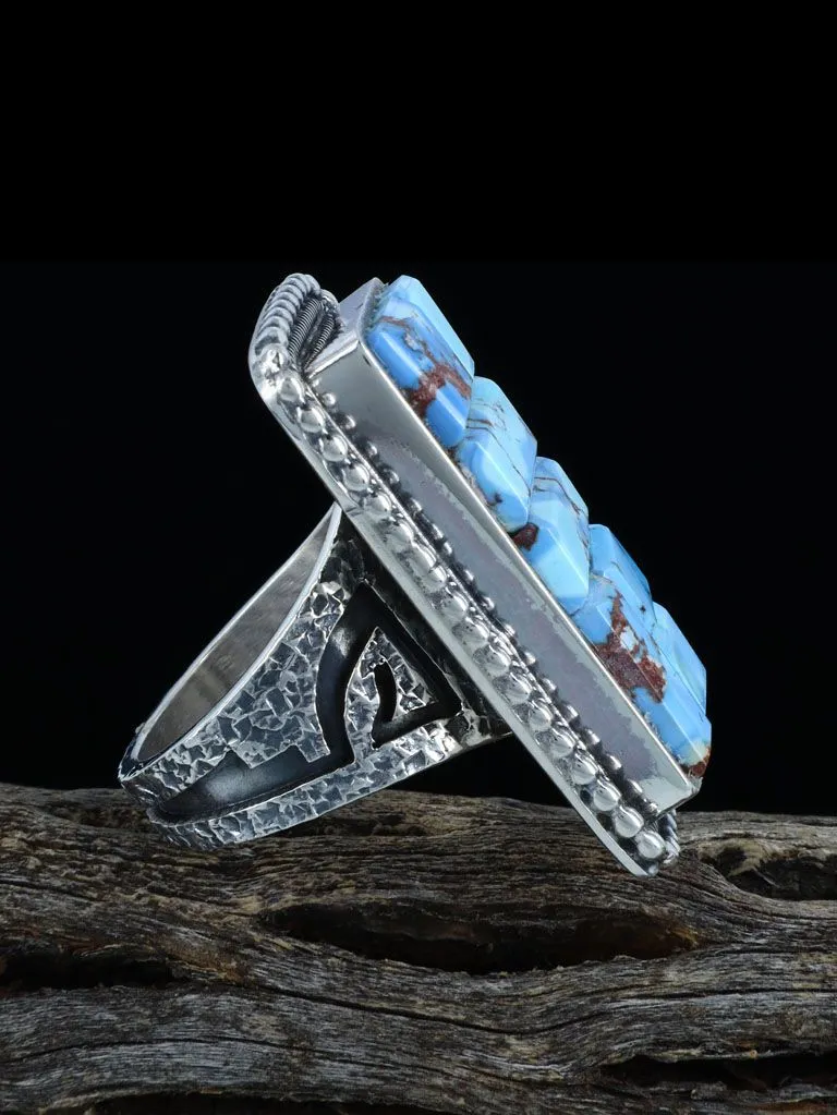 Golden Hill Turquoise Inlay Sterling Silver Ring, Size 8