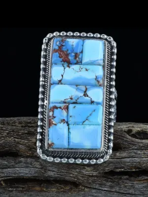 Golden Hill Turquoise Inlay Sterling Silver Ring, Size 8