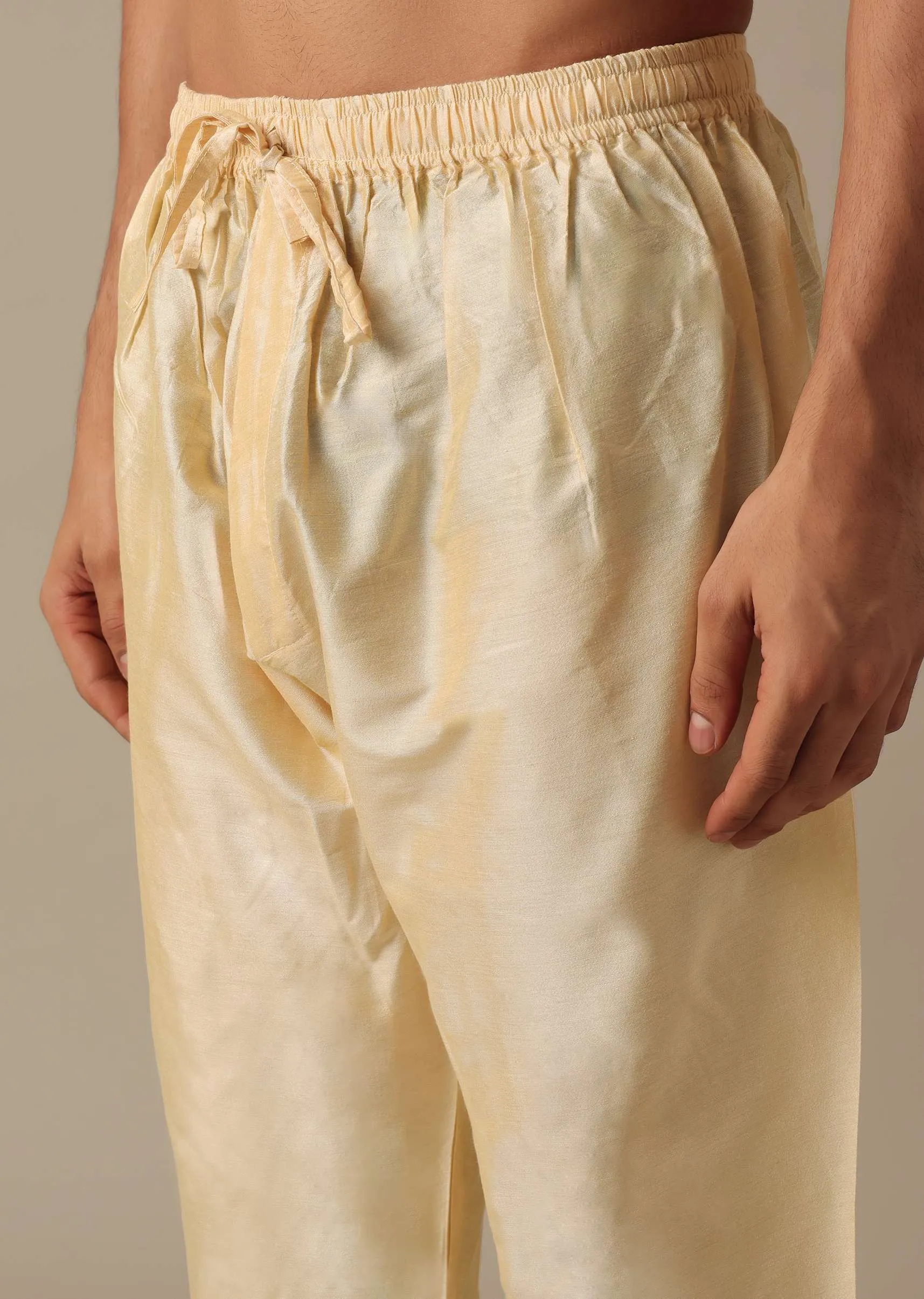 Green Sherwani And Kurta Set In Dupion Silk