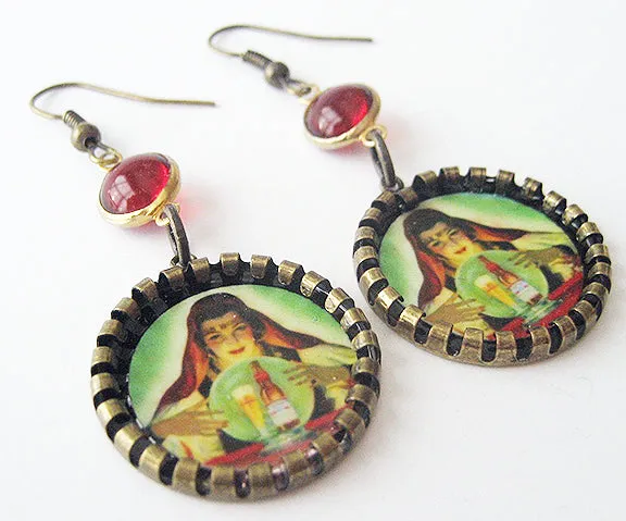 Gypsy Fortune Teller Crystal Ball Earrings