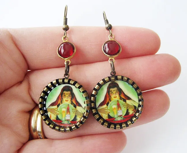 Gypsy Fortune Teller Crystal Ball Earrings