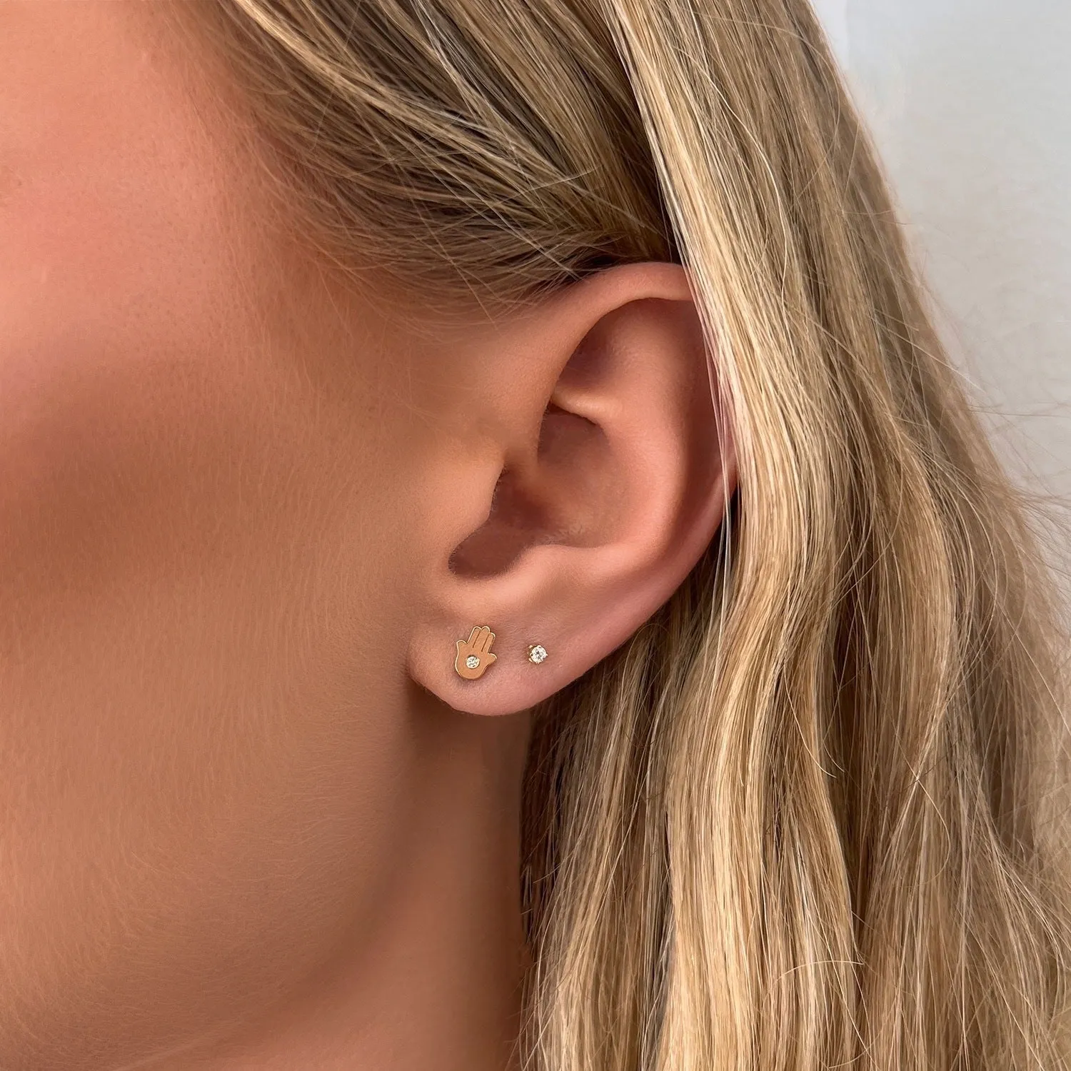 Hamsa Diamond Stud Earrings