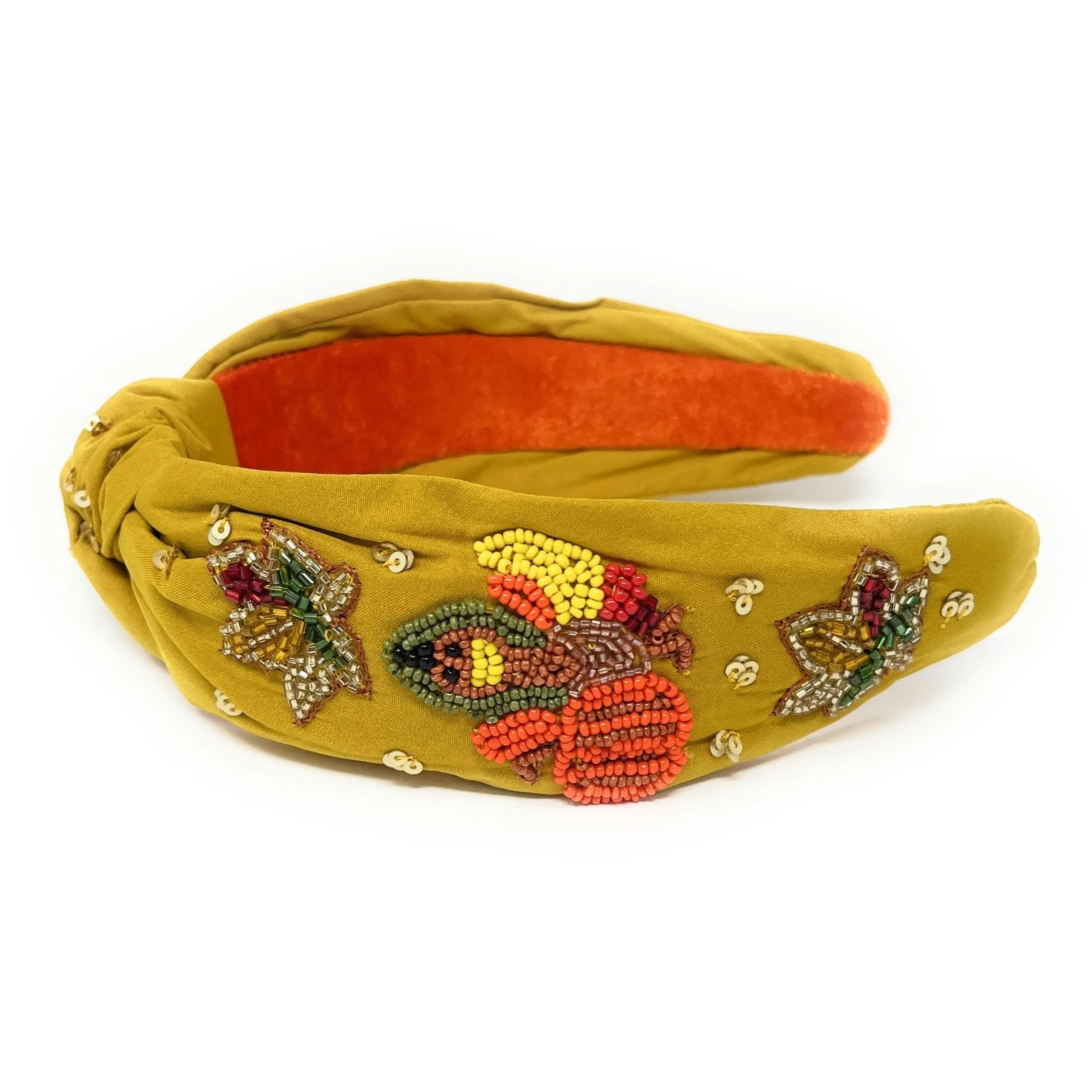 Hand Beaded Gobble Turkey Knot Headband