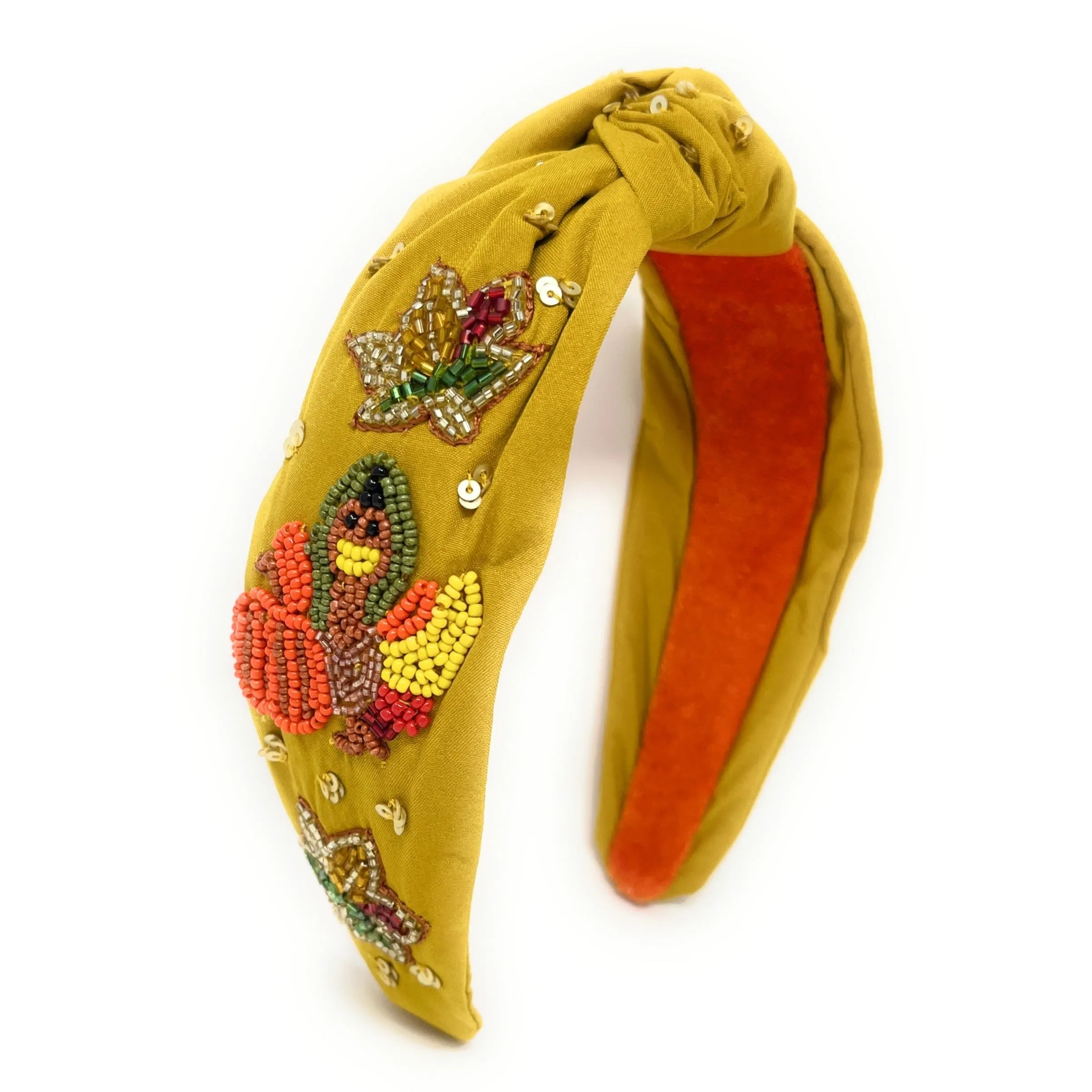 Hand Beaded Gobble Turkey Knot Headband