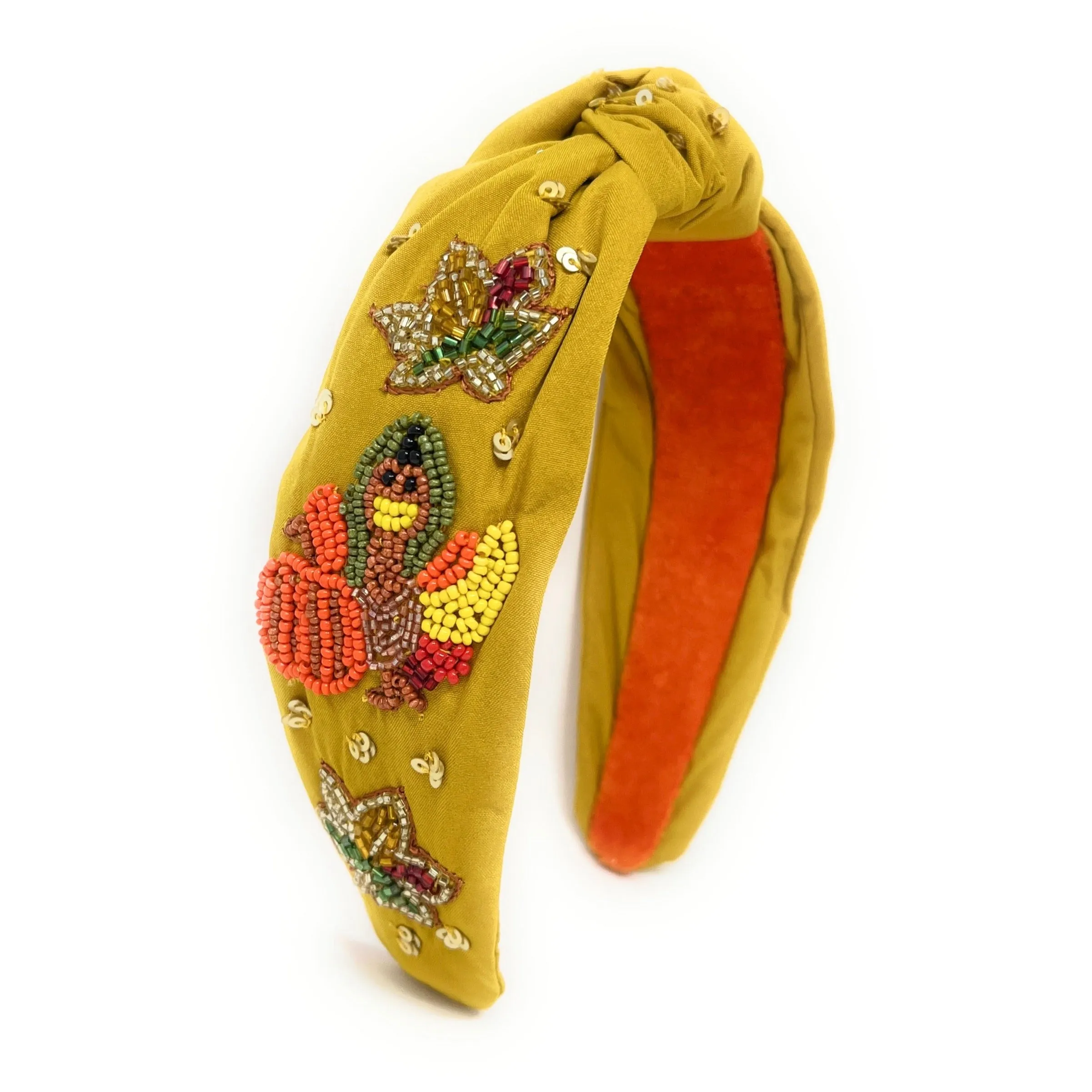 Hand Beaded Gobble Turkey Knot Headband