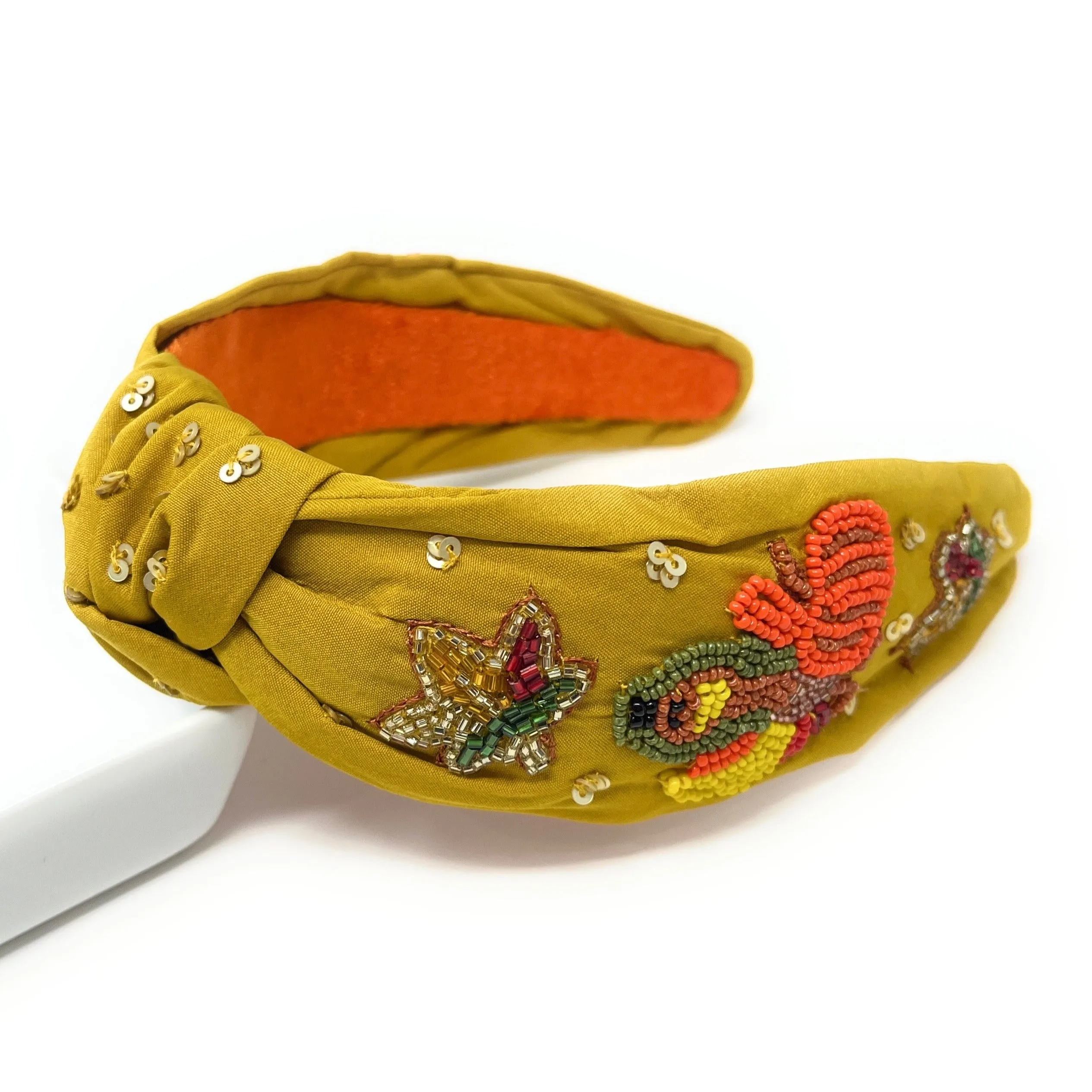 Hand Beaded Gobble Turkey Knot Headband