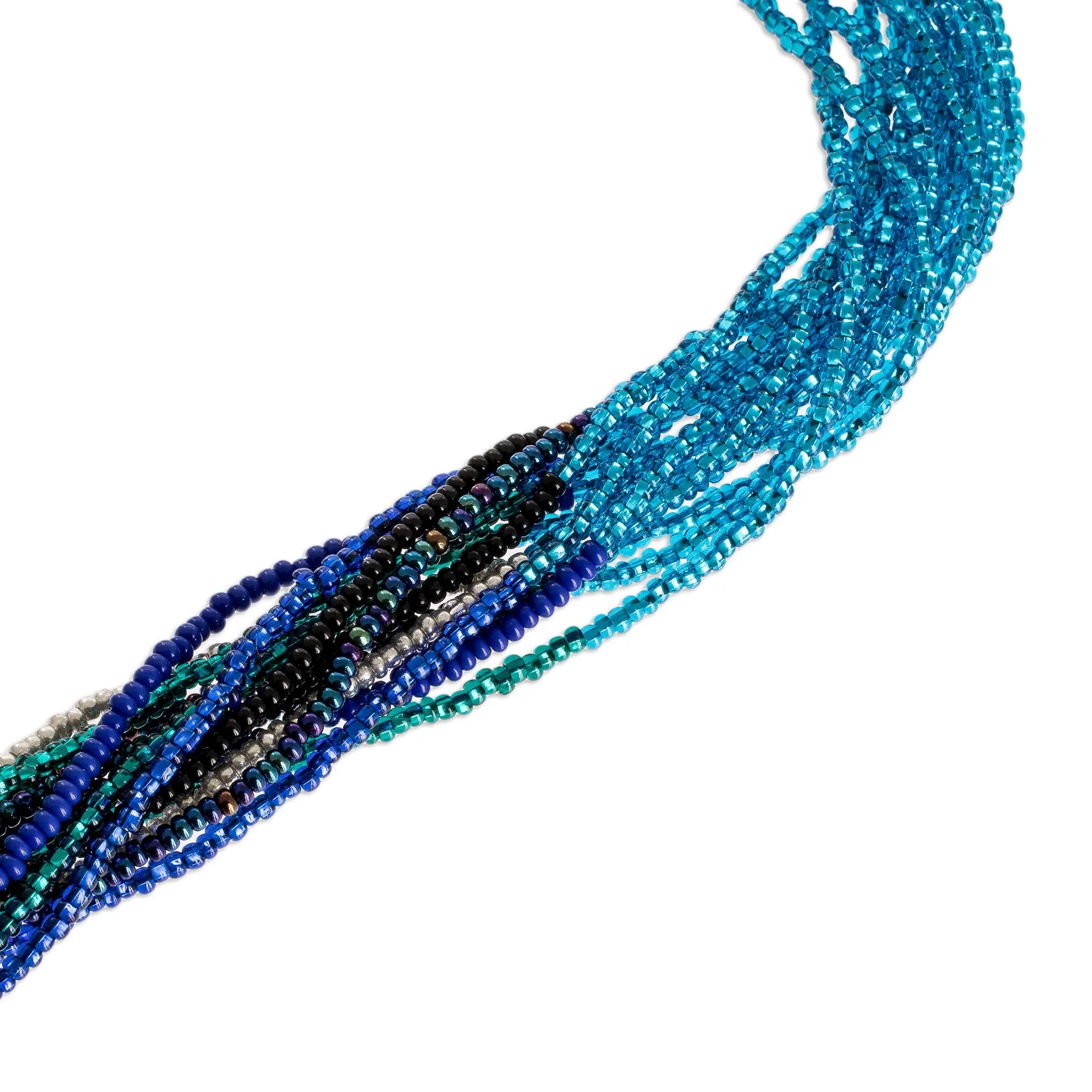 Hand Beaded Torsade Necklace - Translucent Sea | NOVICA