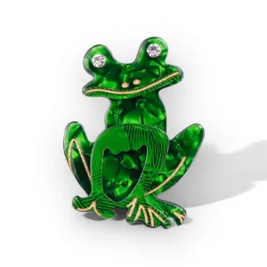 Handmade Acrylic Art Brooch - The Bemused Frog