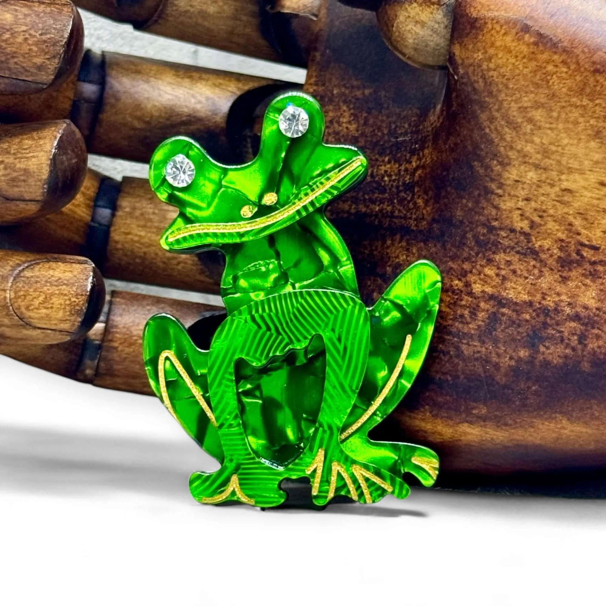 Handmade Acrylic Art Brooch - The Bemused Frog