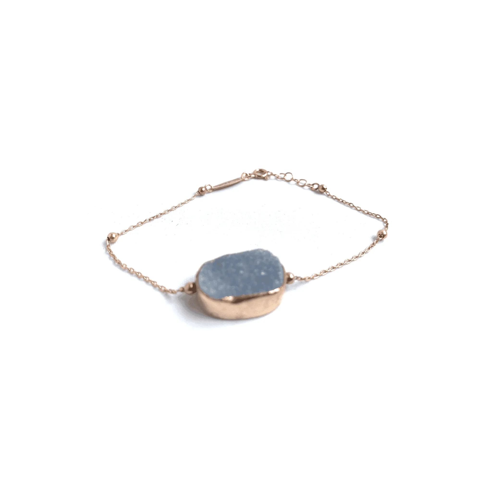 Handmade Chalcedony geometric Gemstone 925 Sterling Silver Bracelet