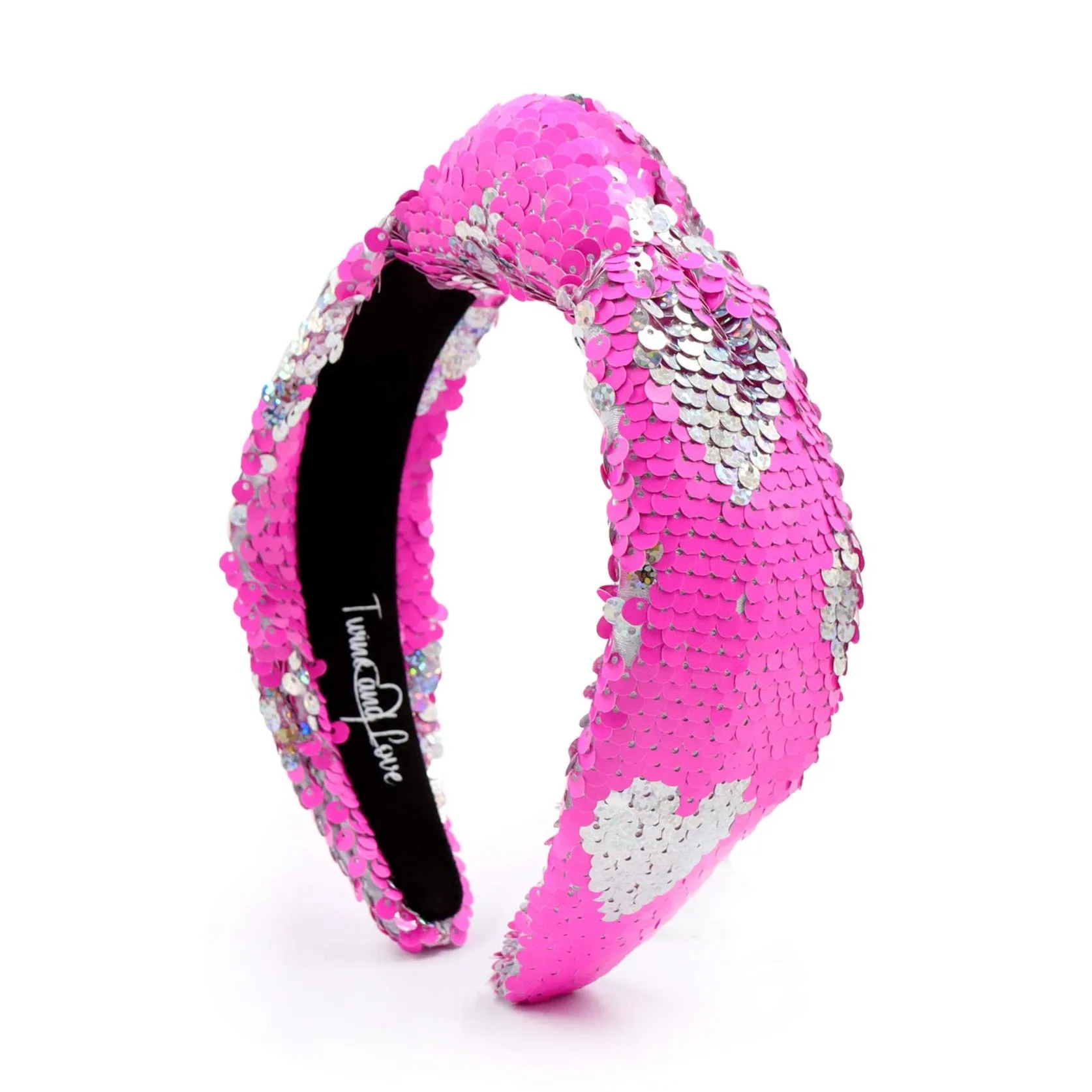 Hearts Sequin Pink Knot Headband