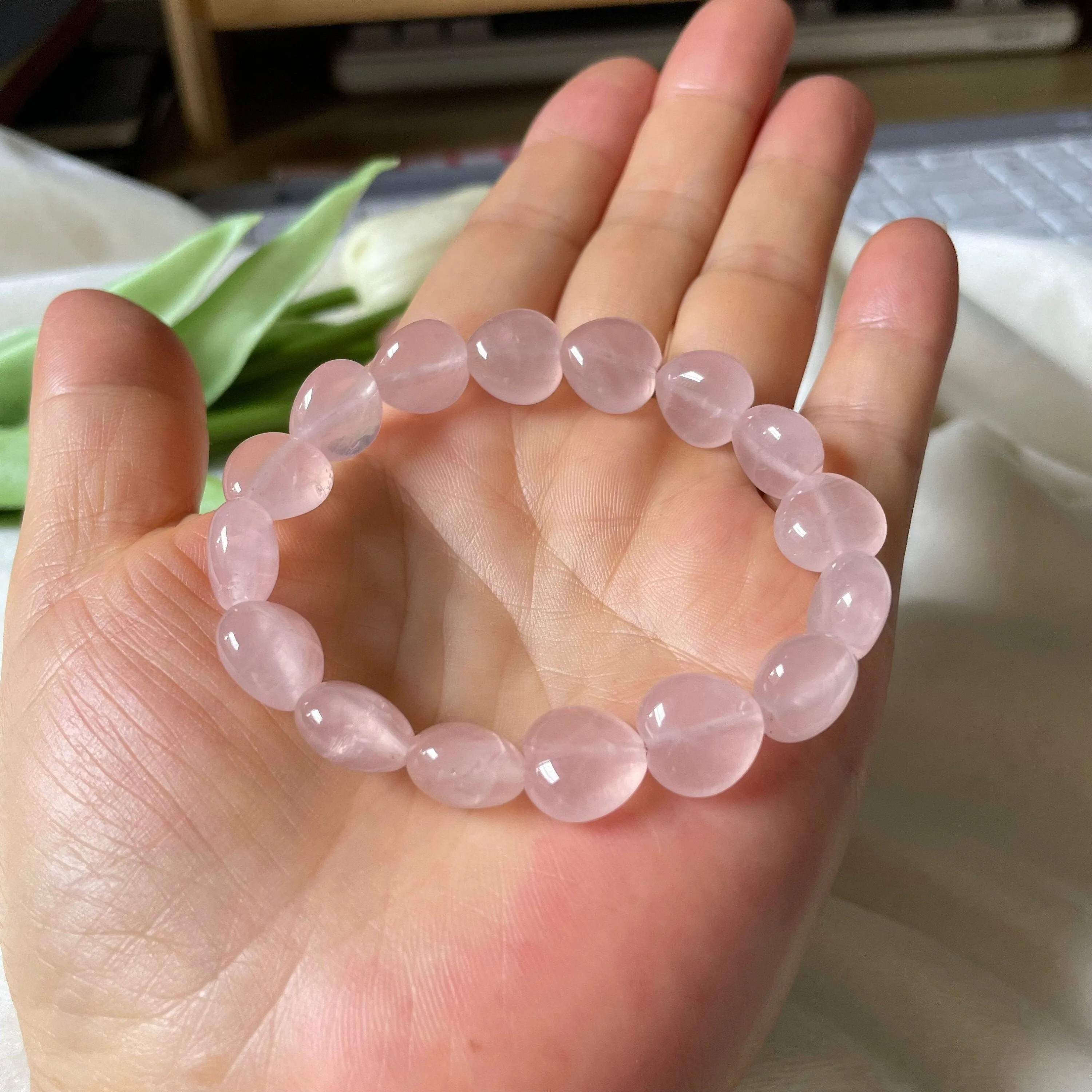 High Quality Loving Rose Quartz Heart Bracelet Crystal Bracelet | Natural Crystal Bracelet | Natural Stone Bead | Healing Crystal Bracelet