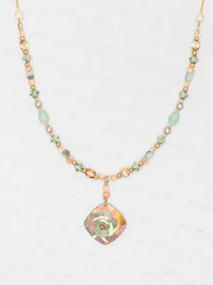 Holly Yashi Elena Beaded Necklace - Blooming Coral / Sage