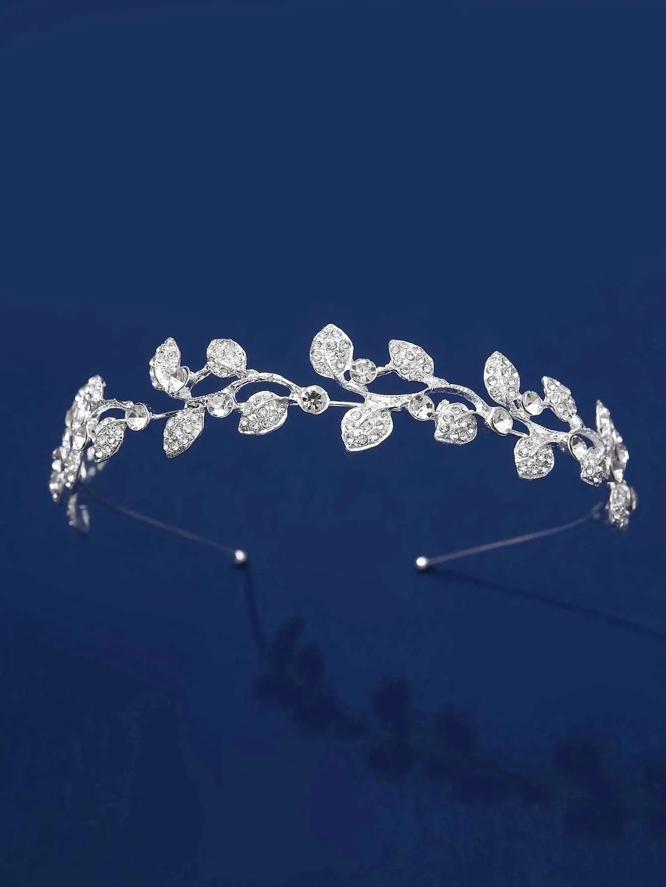 Hårbøjle (Diadem) med Sølv Blade & Krystalperler