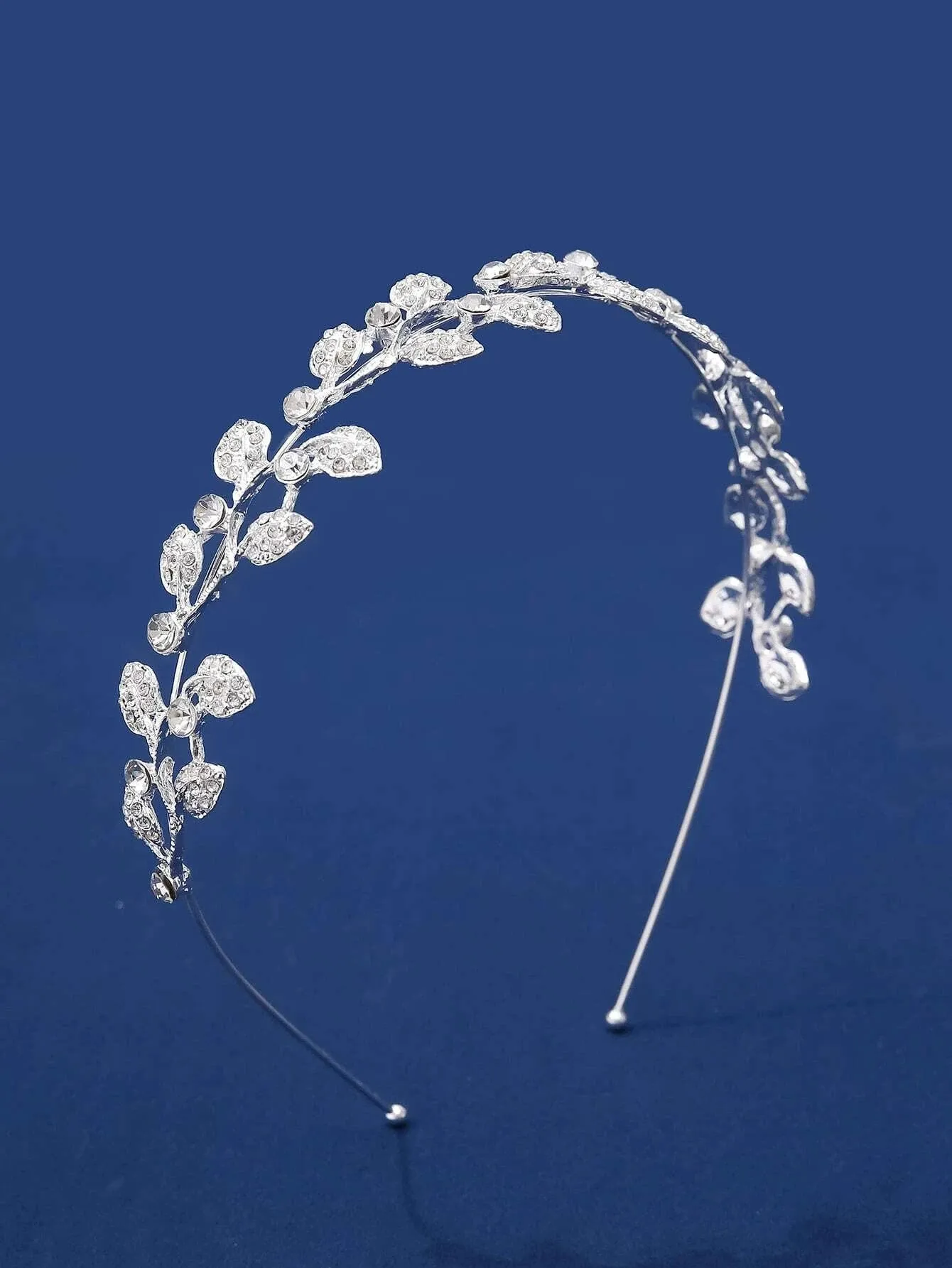 Hårbøjle (Diadem) med Sølv Blade & Krystalperler