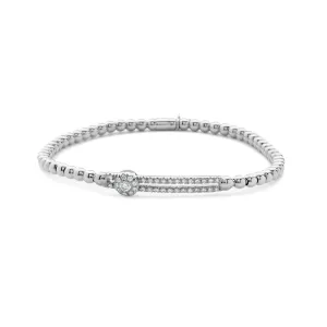 Hulchi Belluni 18K White Gold One Circle Diamond Tresore Stretch Bracelet