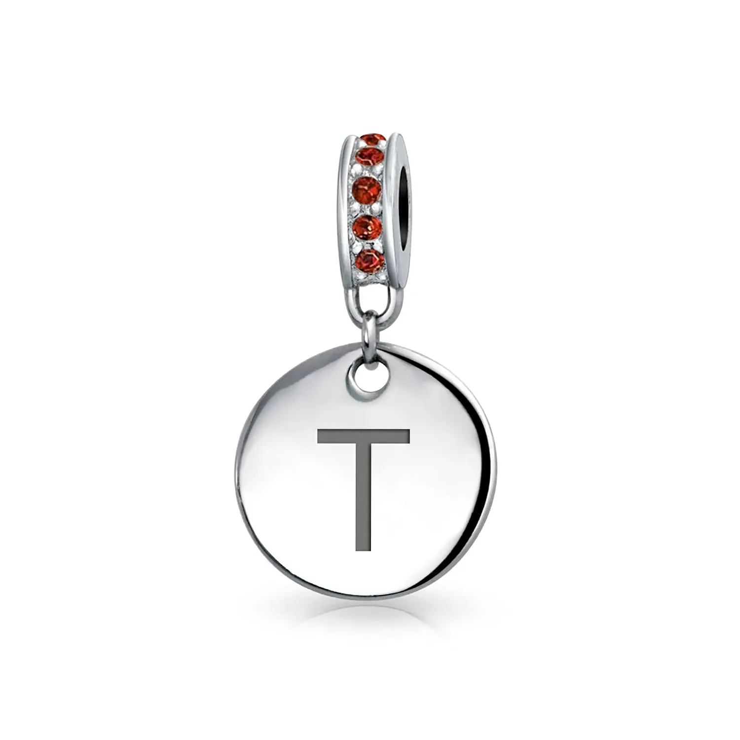 Initial Alphabet Bead Charm A-Z Monogram Red Crystal Dangle for European Bracelet